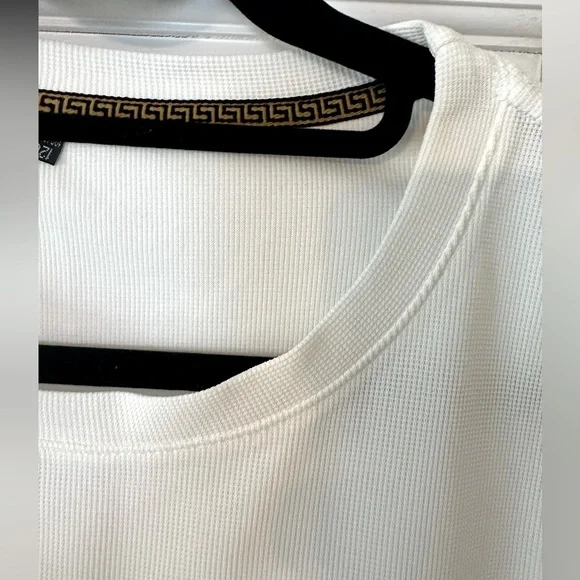 NWT Men’s White crew t-shirt. Waffle pattern. Large - Picture 7 of 7